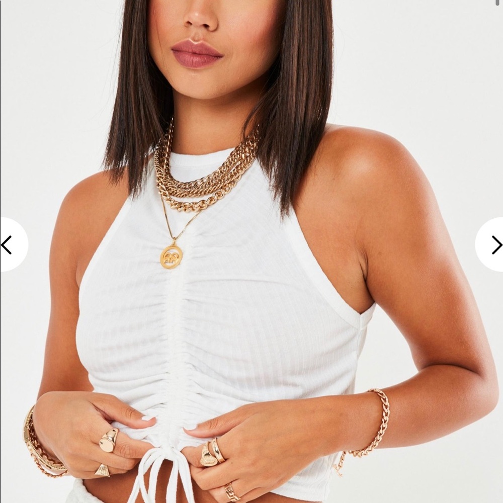 Missguided Ruched Racerback Crop Top size Medium - Picture 2 of 6